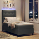 vidaXL LED Box Spring Ágy fejtámlával Sötétszürke 90 x 200 cm szövet