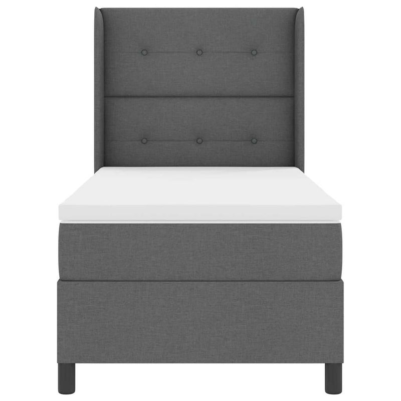 vidaXL Boxrugós ágy matracmal Sötétszürke 100 x 200 cm szövet