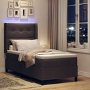 vidaXL LED Box Spring Ágy fejtámlával Sötét Barna 100 x 200 cm szövet