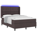 vidaXL LED Box Spring Ágy fejtámlával Sötét Barna 160 x 200 cm szövet