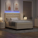 vidaXL LED Box Spring Ágy fejtámlával Krém 160 x 200 cm szövet