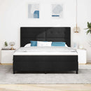 vidaXL LED Box Spring Ágy fejtámlával Fekete 180 x 200 cm szövet