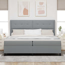 vidaXL LED Box Spring Ágy Világosszürke 200 x 200 cm szövet