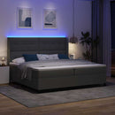 vidaXL LED Box Spring Ágy fejtámlával Sötétszürke 200 x 200 cm szövet