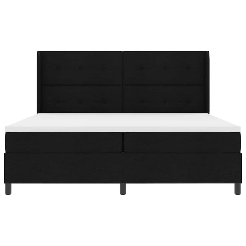 vidaXL Boxrugós ágy matracmal fejtámlával Fekete 200 x 200 cm szövet
