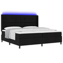 vidaXL LED Box Spring Ágy fejtámlával Fekete 200 x 200 cm szövet