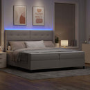 vidaXL LED Box Spring Ágy fejtámlával Tópszínű 200 x 200 cm szövet