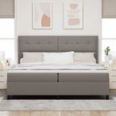 vidaXL LED Box Spring Ágy fejtámlával Tópszínű 200 x 200 cm szövet