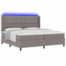 vidaXL LED Box Spring Ágy fejtámlával Tópszínű 200 x 200 cm szövet