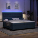 vidaXL LED Box Spring Ágy fejtámlával Kék 200 x 200 cm szövet