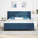 vidaXL LED Box Spring Ágy fejtámlával Kék 200 x 200 cm szövet