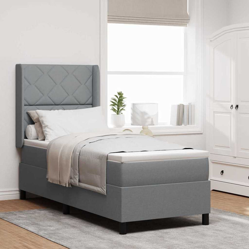 vidaXL Boxrugós ágy matracmal Világosszürke 80 x 200 cm szövet