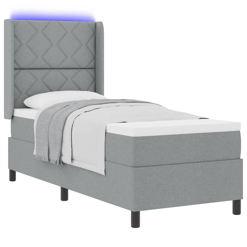 vidaXL Boxrugós ágy matracmal Világosszürke 80 x 200 cm szövet