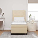 vidaXL Boxrugós ágy matracmal fejtámlával Krém 80 x 200 cm szövet