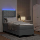 vidaXL LED Box Spring Ágy fejtámlával Világosszürke 90 x 190 cm szövet