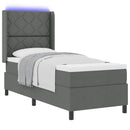 vidaXL LED Box Spring Ágy fejtámlával Sötétszürke 90 x 190 cm szövet