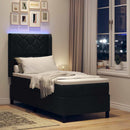 vidaXL LED Box Spring Ágy fejtámlával Fekete 90 x 190 cm szövet