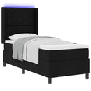vidaXL LED Box Spring Ágy fejtámlával Fekete 90 x 190 cm szövet