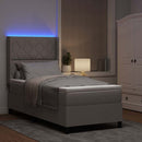 vidaXL LED Box Spring Ágy fejtámlával Tópszínű 90 x 200 cm szövet