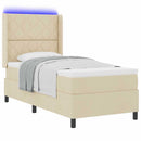 vidaXL LED Box Spring Ágy fejtámlával Krém 90 x 200 cm szövet