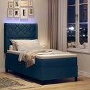 vidaXL LED Box Spring Ágy fejtámlával Kék 90 x 200 cm szövet
