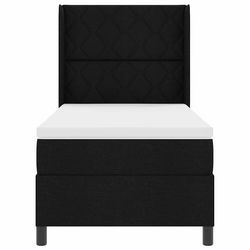 vidaXL Boxrugós ágy matracmal fejtámlával Fekete 100 x 200 cm szövet