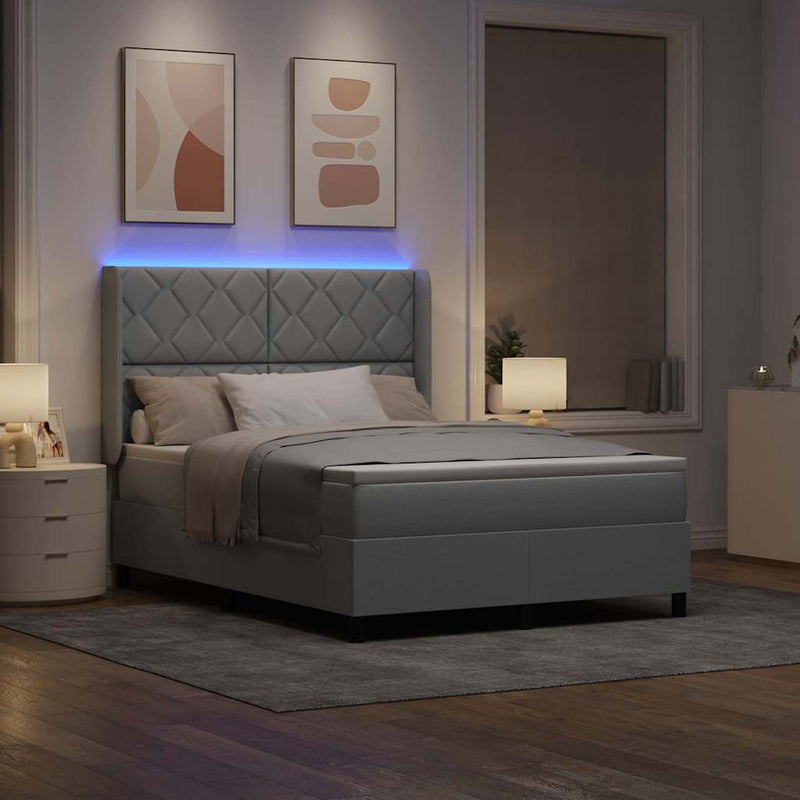 vidaXL Boxrugós ágy matracmal Világosszürke 140 x 190 cm szövet