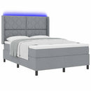vidaXL LED Box Spring Ágy Világosszürke 140 x 190 cm szövet