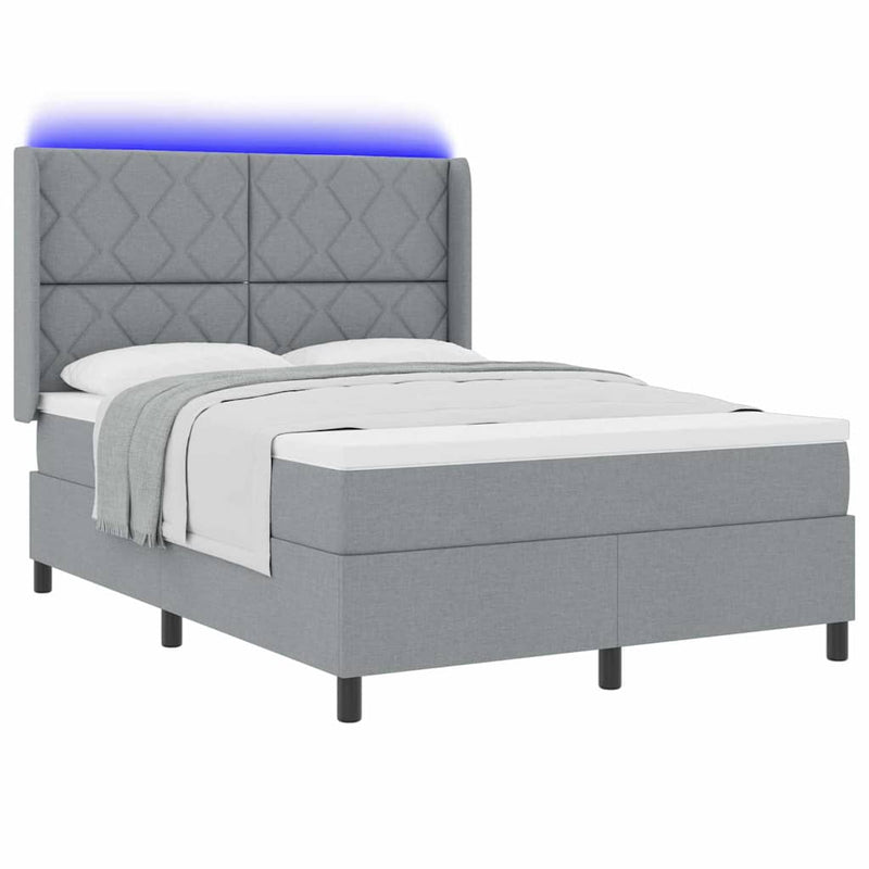 vidaXL Boxrugós ágy matracmal Világosszürke 140 x 190 cm szövet