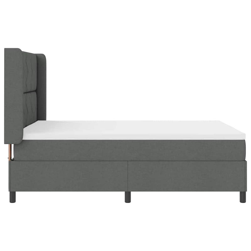 vidaXL Boxrugós ágy matracmal Sötétszürke 140 x 190 cm szövet