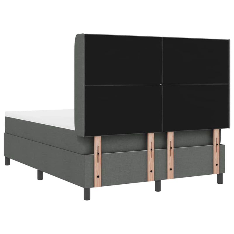 vidaXL Boxrugós ágy matracmal Sötétszürke 140 x 200 cm szövet