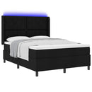 vidaXL LED Box Spring Ágy fejtámlával Fekete 140 x 200 cm szövet