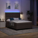vidaXL LED Box Spring Ágy fejtámlával Sötét Barna 140 x 200 cm szövet