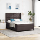 vidaXL LED Box Spring Ágy fejtámlával Sötét Barna 140 x 200 cm szövet