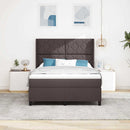 vidaXL LED Box Spring Ágy fejtámlával Sötét Barna 140 x 200 cm szövet