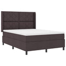 vidaXL LED Box Spring Ágy fejtámlával Sötét Barna 140 x 200 cm szövet