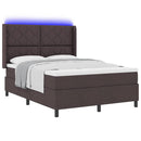 vidaXL LED Box Spring Ágy fejtámlával Sötét Barna 140 x 200 cm szövet