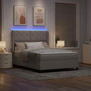 vidaXL LED Box Spring Ágy fejtámlával Tópszínű 140 x 200 cm szövet