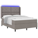 vidaXL LED Box Spring Ágy fejtámlával Tópszínű 140 x 200 cm szövet