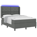 vidaXL LED Box Spring Ágy fejtámlával Sötétszürke 160 x 200 cm szövet