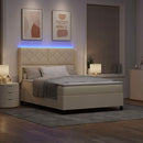 vidaXL LED Box Spring Ágy fejtámlával Krém 160 x 200 cm szövet