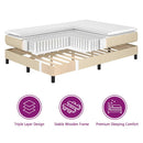 vidaXL LED Box Spring Ágy fejtámlával Krém 160 x 200 cm szövet