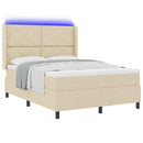 vidaXL LED Box Spring Ágy fejtámlával Krém 160 x 200 cm szövet