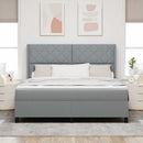 vidaXL LED Box Spring Ágy Világosszürke 180 x 200 cm szövet