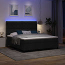 vidaXL LED Box Spring Ágy fejtámlával Fekete 180 x 200 cm szövet