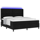 vidaXL LED Box Spring Ágy fejtámlával Fekete 180 x 200 cm szövet