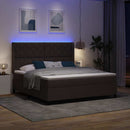 vidaXL LED Box Spring Ágy fejtámlával Sötét Barna 180 x 200 cm szövet