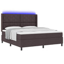 vidaXL LED Box Spring Ágy fejtámlával Sötét Barna 180 x 200 cm szövet