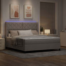 vidaXL LED Box Spring Ágy fejtámlával Tópszínű 180 x 200 cm szövet