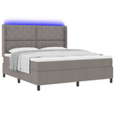 vidaXL LED Box Spring Ágy fejtámlával Tópszínű 180 x 200 cm szövet